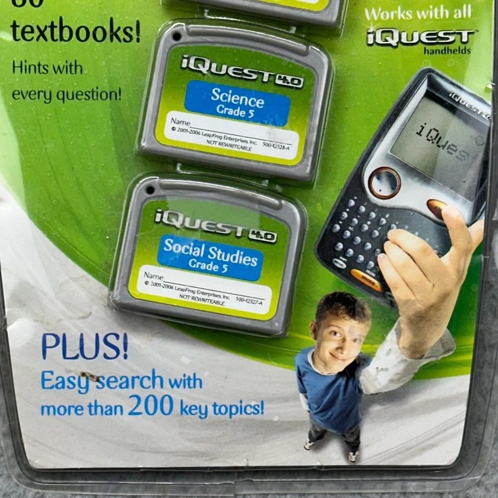 NIP LeapFrog iQuest 4.0 Set of 3 Math‎ Science Social Studies Grade 5 Cartridges